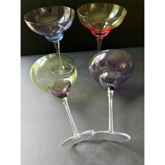 Cirlceware Design Made In Romania Ombre Margarita Glasses Set (4) Cocktail - Picture 2 of 8